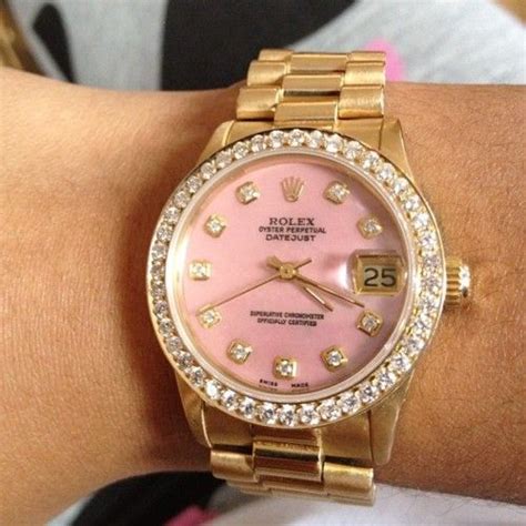 gold Rolex pink face